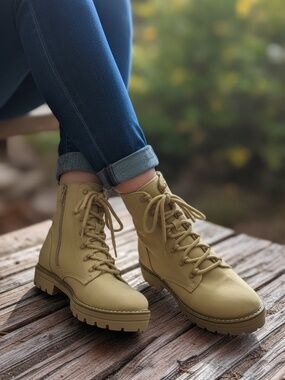 Universal Thread Women’s Parker Canvas Lace-Up & Side Zip Combat Ankle Boots
